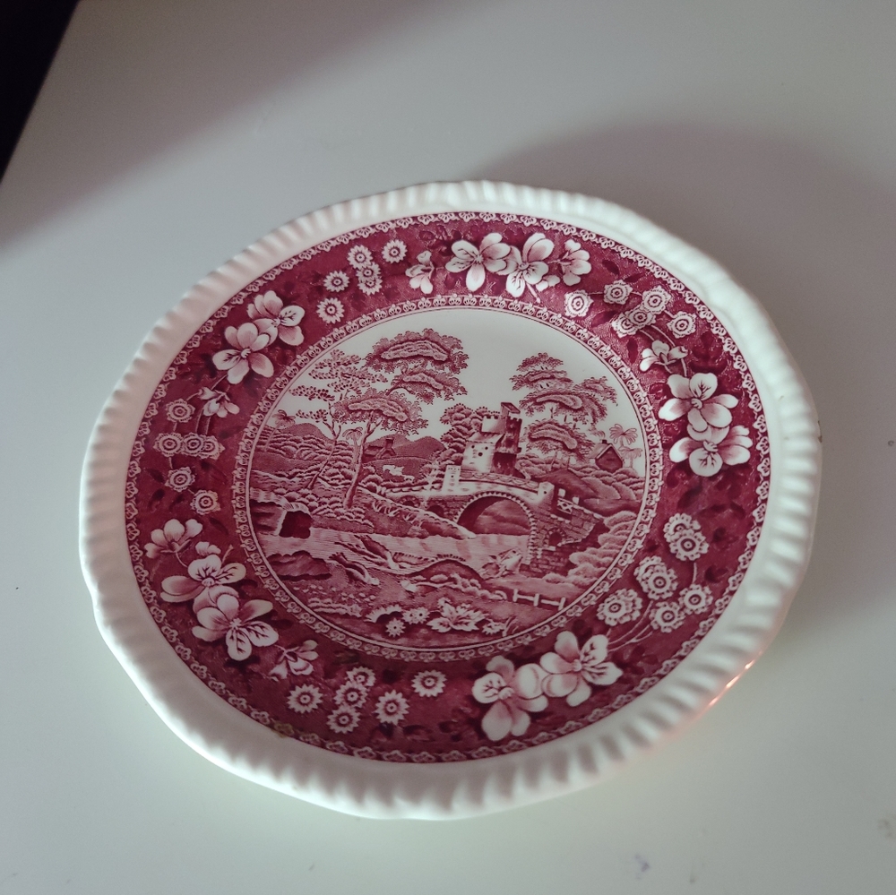 VINTAGE NEW!!! SPODE ENGLAND PINK TOWER BREAD BUTTER PLATE.